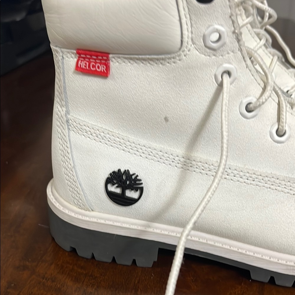 Timberland White and Black Boots with Padded Collar